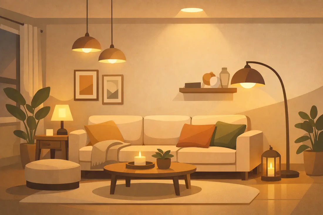 Iluminação aconchegante para sala sem excessos