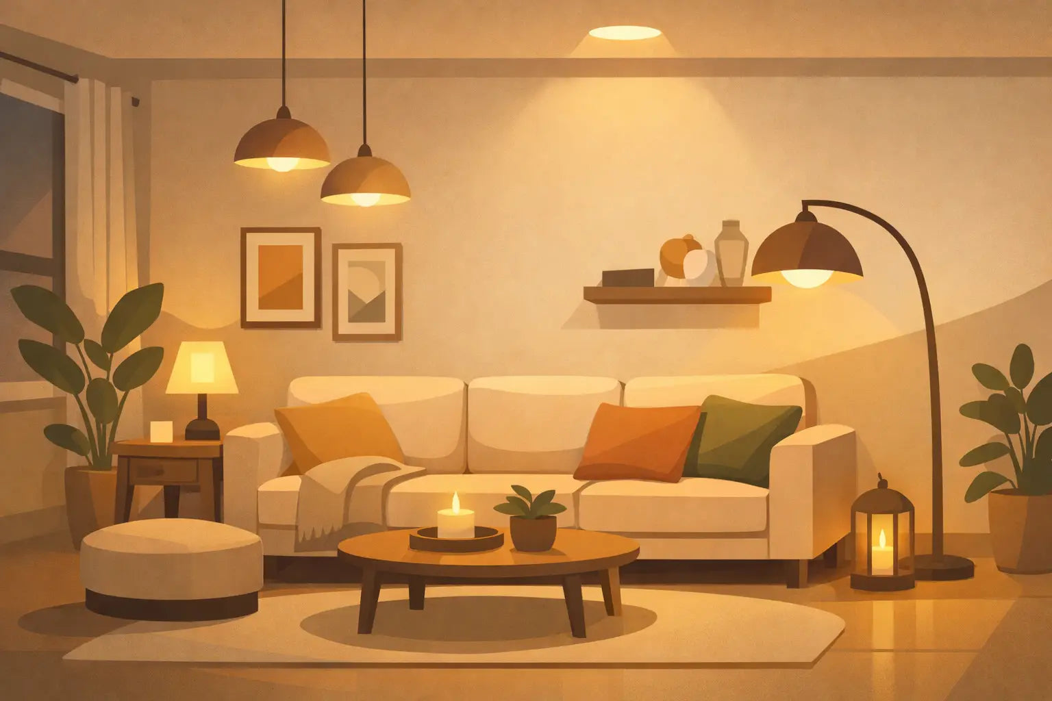 Iluminação aconchegante para sala sem excessos