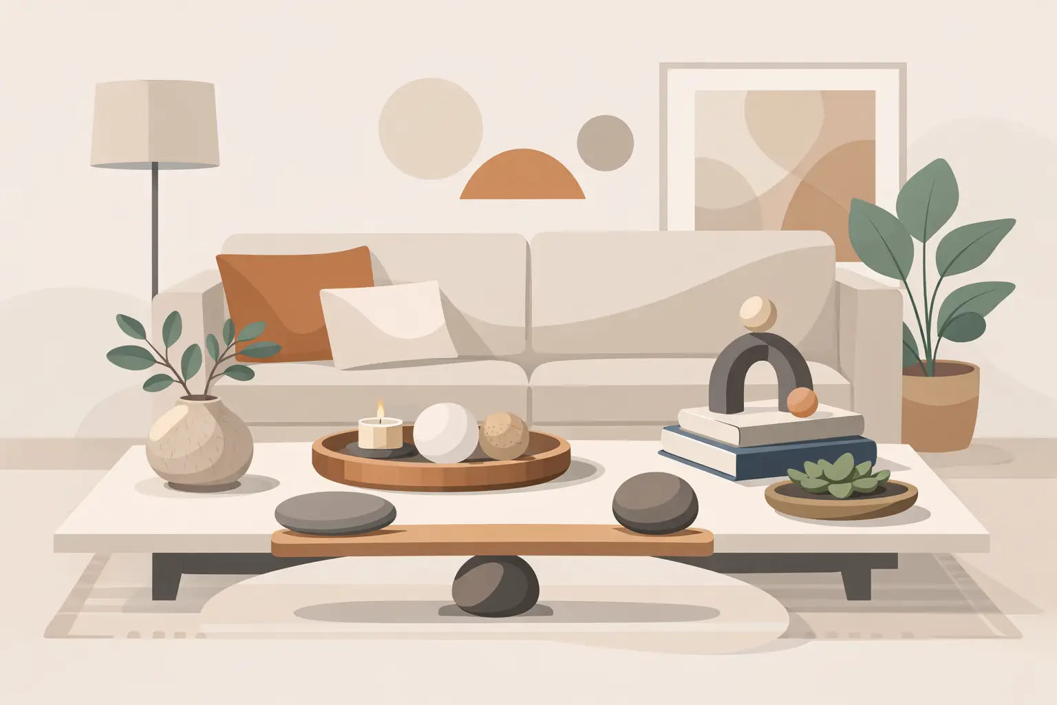 Como decorar mesa de centro com equilíbrio