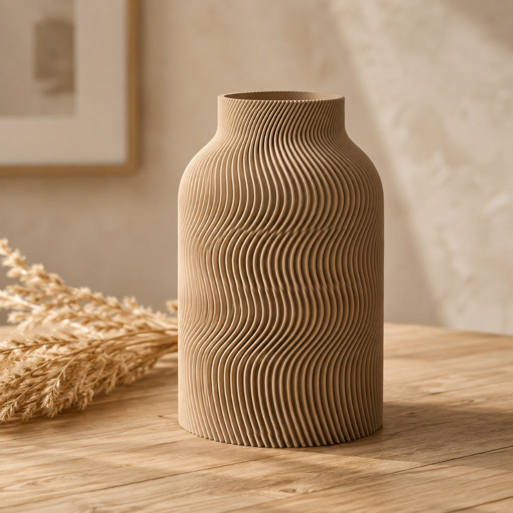 VERDEO Coleção Ondas Vaso Decorativo Minimalista Textura Orgânica