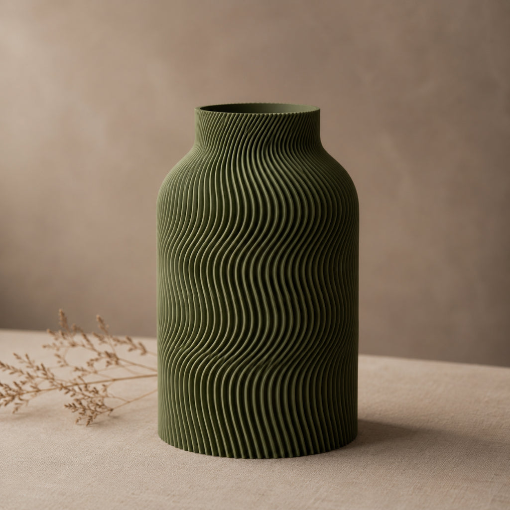 VERDEO Coleção Ondas Vaso Decorativo Minimalista Textura Orgânica