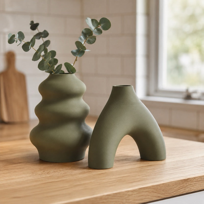 VERDEO Coleção Duna Kit Vasos Decorativos Modernos para Sala e Escritório
