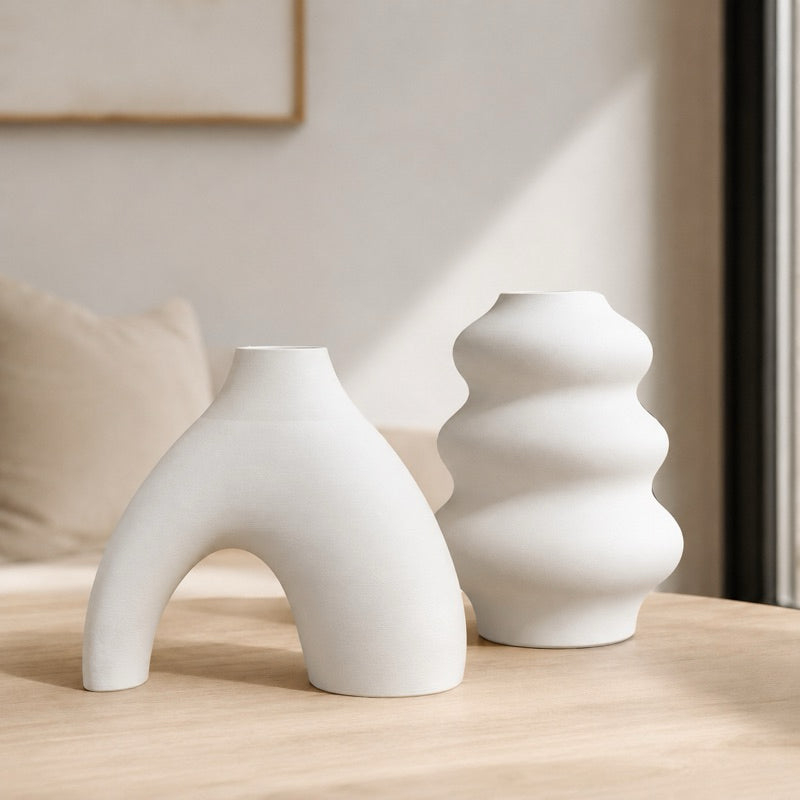 VERDEO Coleção Duna Kit Vasos Decorativos Modernos para Sala e Escritório